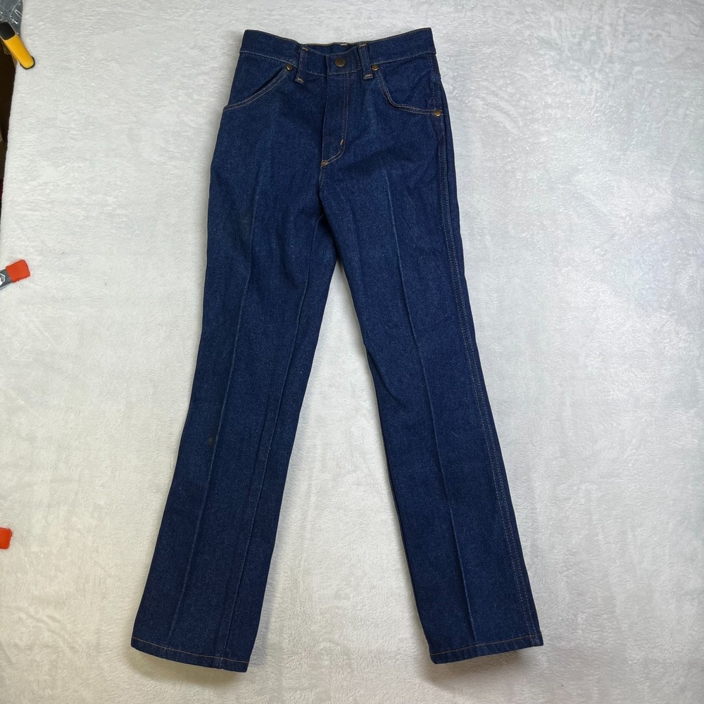 Vintage Wrangler Jeans Boys 12 Blue Denim Slim Fit Classic USA Made - 22X27